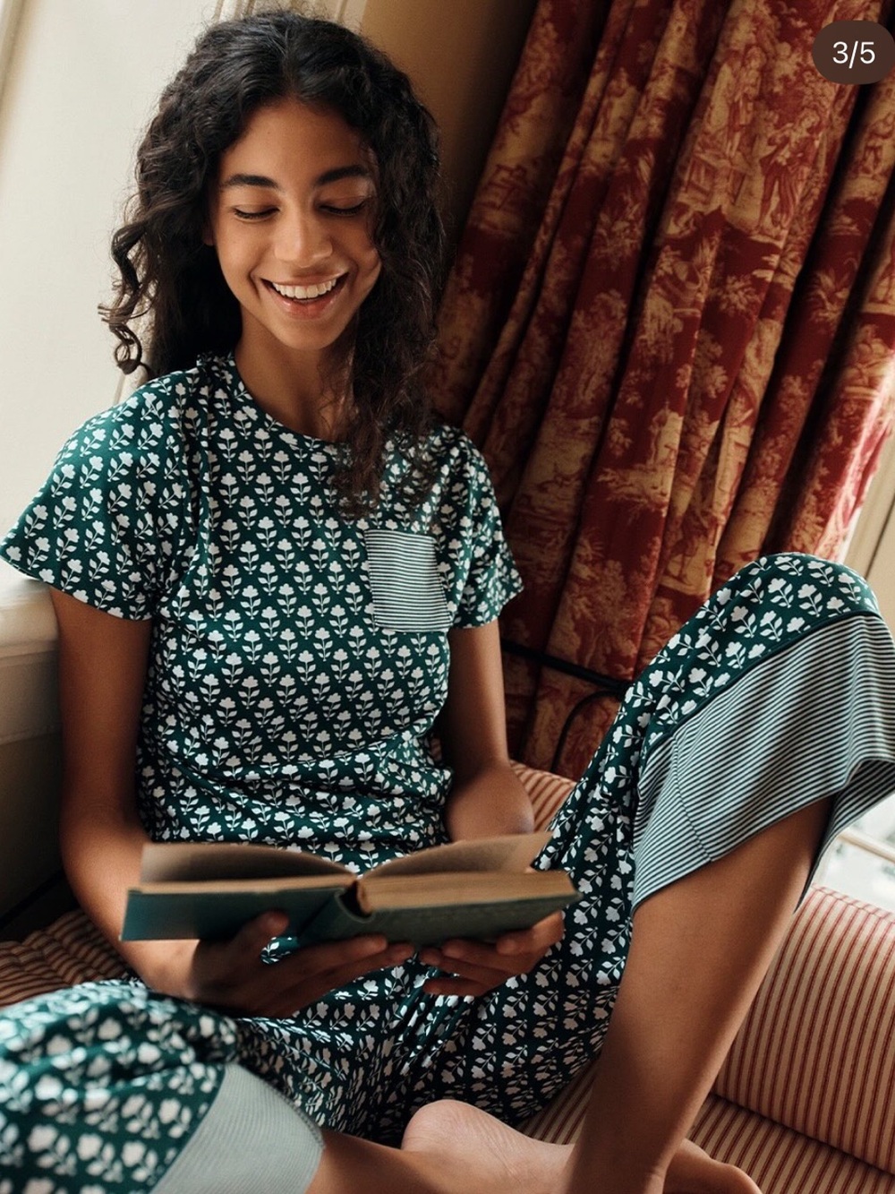 Lake Floral Print Short-Sleeve Pajama Set in XXL